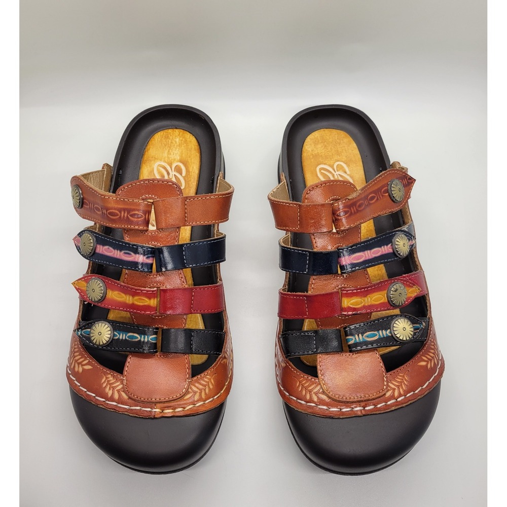 Elite by Corkys Heidi Leather Clog Sandal Women 7 Boho Comfy Vibrant Multicolor - Picture 16 of 16
